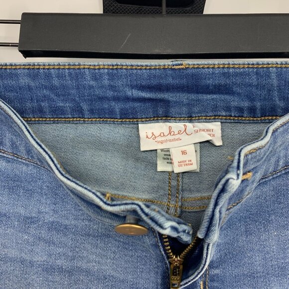 Isabel Maternity Shorts Under Belly Midi Blue Jean Denim Stretch - Picture 3 of 12